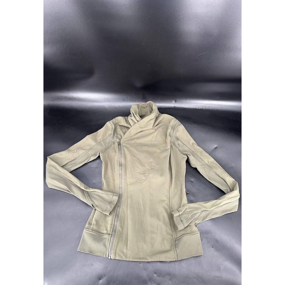 Lululemon‎ Bhakti Yoga Jacket Size 8 Olive Green Double Zip Athletic Womens
